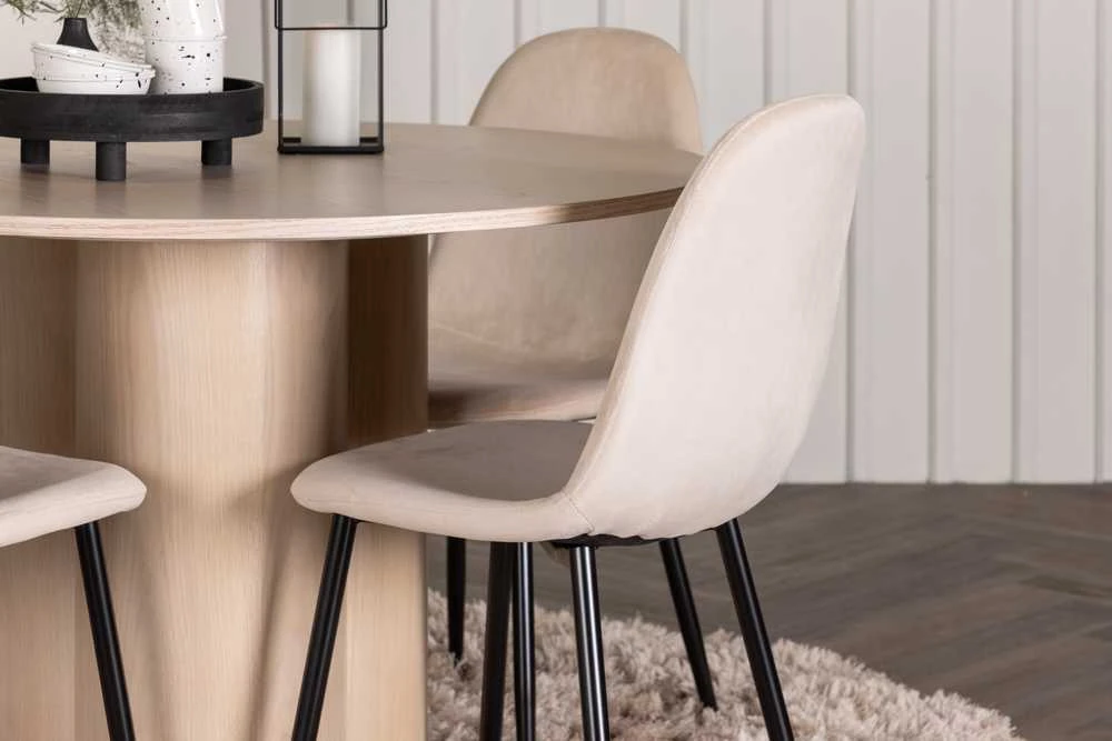 Venture Design Valgomojo stalo ir kėdžių komplektas Olivia valgomojo stalas ir Polar valgomojo kėdės smėlio spalvos