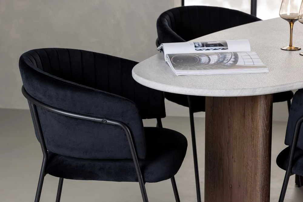 Venture Design Valgomojo stalo ir kėdžių komplektas Grönvik valgomojo stalas ir Selma valgomojo kėdė 180x75 cm juodas MDF