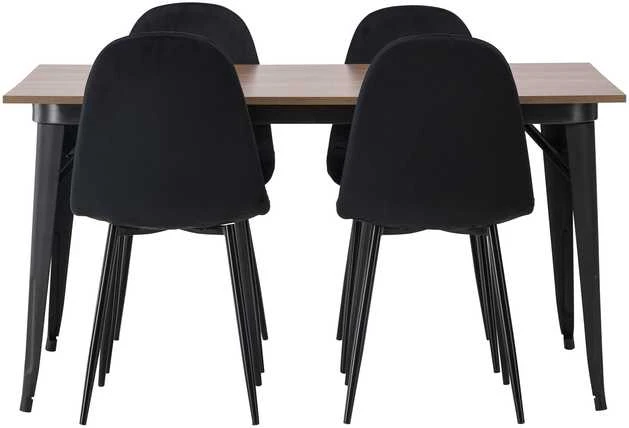 Venture Design Valgomojo stalo ir kėdžių komplektas Tempe valgomojo stalas ir Polar valgomojo kėdė 140x80 cm juoda