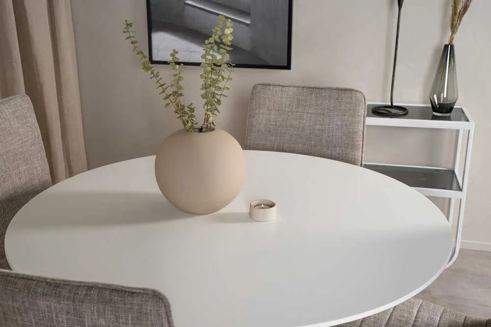 Venture Design Valgomojo stalo ir kėdžių komplektas 100x75 cm ąžuolo imitacija balta šviesiai pilka