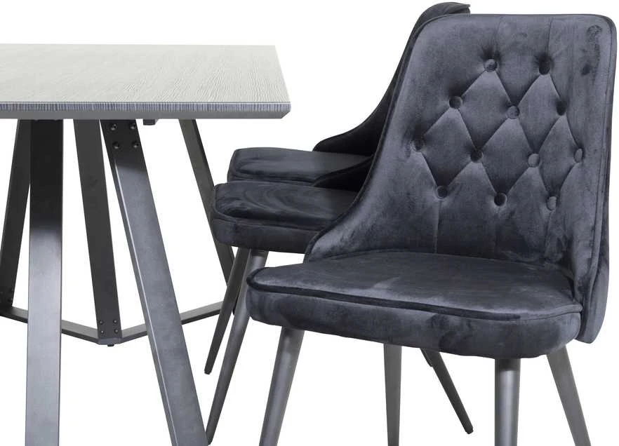 Venture Design Valgomojo stalo ir kėdžių komplektas Marina juodas