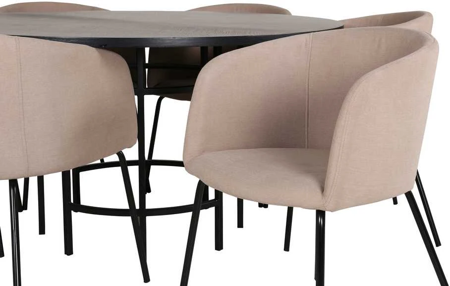 Venture Design Valgomojo stalo ir kėdžių komplektas Kopenhaga 140x74 cm Juodos spalvos audinys