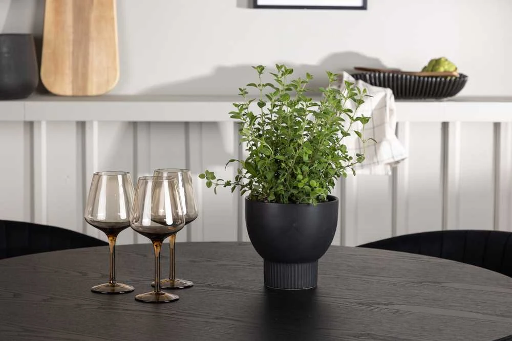 Venture Design Valgomojo stalo ir kėdžių komplektas Olivia ir Selma 110 cm Juodas faneruotė Aksomas