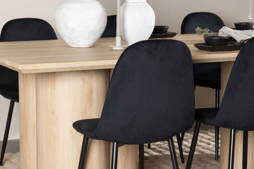 Venture Design Valgomojo stalo ir kėdžių komplektas Olivia valgomojo stalas su Polar valgomojo kėde 210x100 cm balta metalas apmušalas