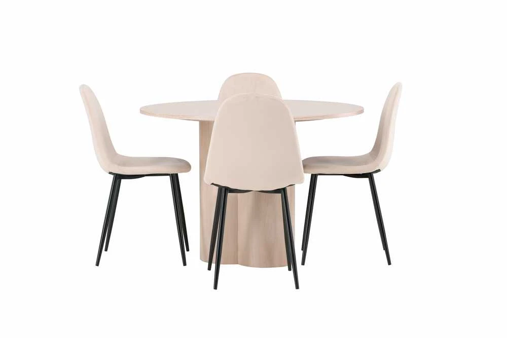 Venture Design Valgomojo stalo ir kėdžių komplektas Olivia valgomojo stalas ir Polar valgomojo kėdės smėlio spalvos