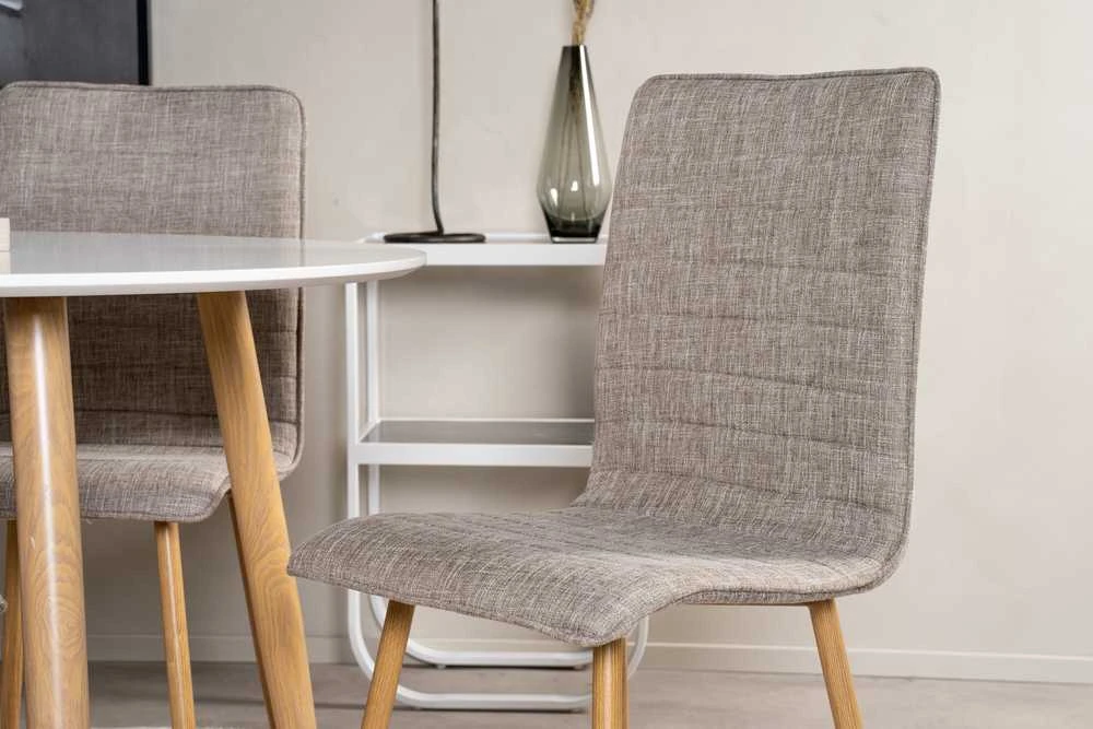 Venture Design Valgomojo stalo ir kėdžių komplektas 100x75 cm ąžuolo imitacija balta šviesiai pilka