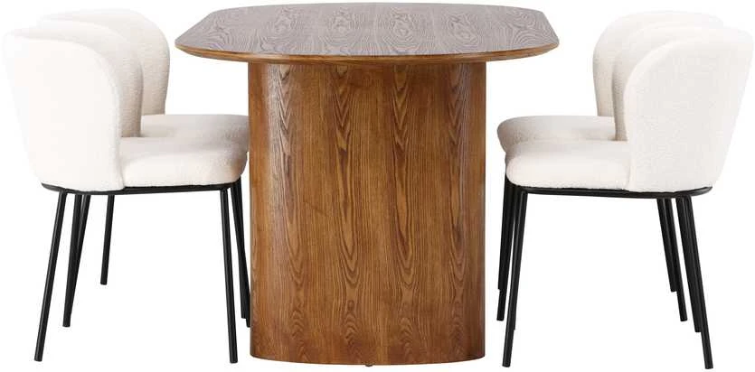 Venture Design Valgomojo stalo ir kėdžių komplektas Isolde valgomojo stalas ir Edina valgomojo kėdė 140x75 cm juoda balta