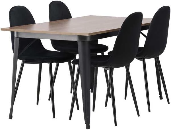Venture Design Valgomojo stalo ir kėdžių komplektas Tempe valgomojo stalas ir Polar valgomojo kėdė 140x80 cm juoda