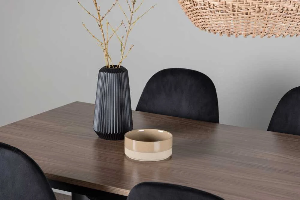 Venture Design Valgomojo stalo ir kėdžių komplektas Tempe valgomojo stalas ir Polar valgomojo kėdė 140x80 cm juoda