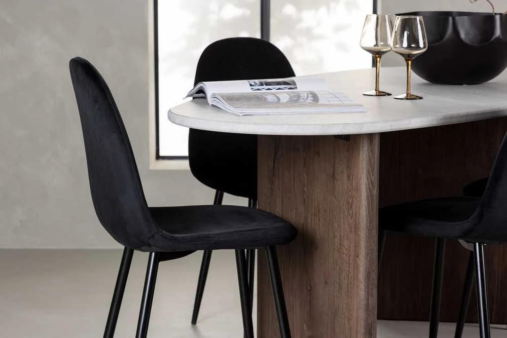 Venture Design Valgomojo stalo ir kėdžių komplektas Grönvik valgomojo stalas ir Polar valgomojo kėdė 180x75 cm ruda juoda