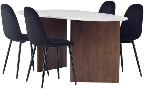 Venture Design Valgomojo stalo ir kėdžių komplektas Grönvik valgomojo stalas ir Polar valgomojo kėdė 180x75 cm ruda juoda