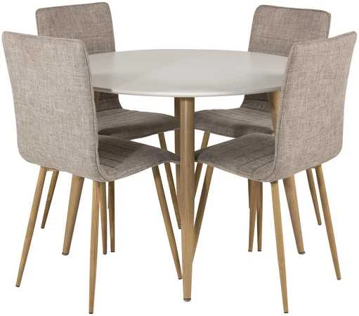 Venture Design Valgomojo stalo ir kėdžių komplektas 100x75 cm ąžuolo imitacija balta šviesiai pilka