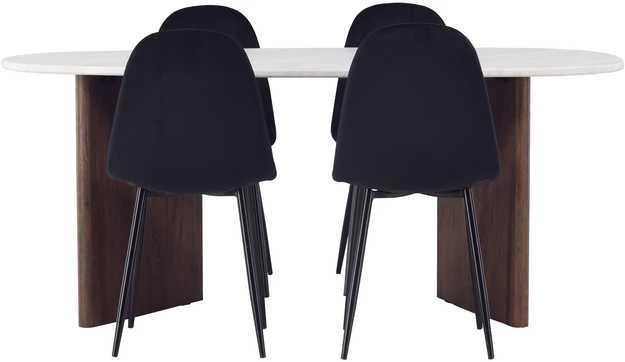 Venture Design Valgomojo stalo ir kėdžių komplektas Grönvik valgomojo stalas ir Polar valgomojo kėdė 180x75 cm ruda juoda