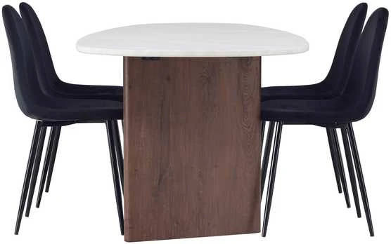 Venture Design Valgomojo stalo ir kėdžių komplektas Grönvik valgomojo stalas ir Polar valgomojo kėdė 180x75 cm ruda juoda