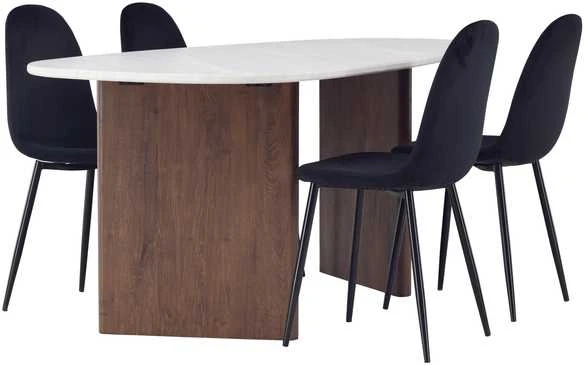 Venture Design Valgomojo stalo ir kėdžių komplektas Grönvik valgomojo stalas ir Polar valgomojo kėdė 180x75 cm ruda juoda