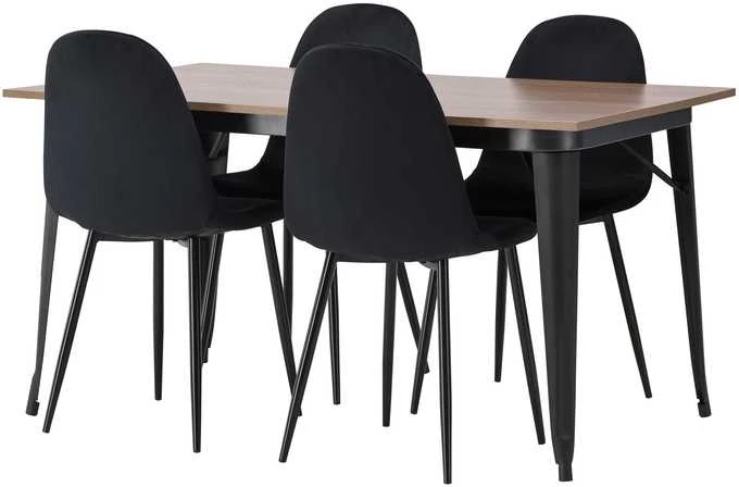 Venture Design Valgomojo stalo ir kėdžių komplektas Tempe valgomojo stalas ir Polar valgomojo kėdė 140x80 cm juoda