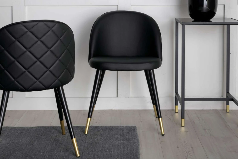 Venture Home Valgomojo kėdės Velvet, 2vnt., juodos, odos imitacijos