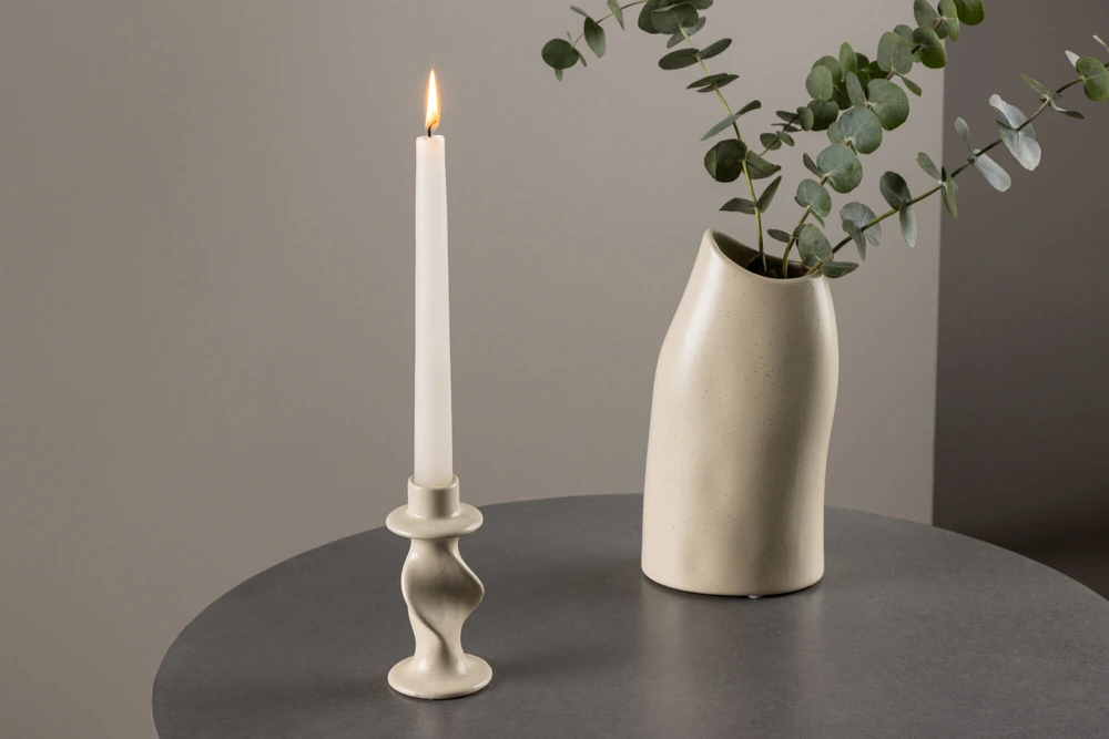 Venture Design Žvakidė, Garbė, D2xW6xH12 cm, kreminė