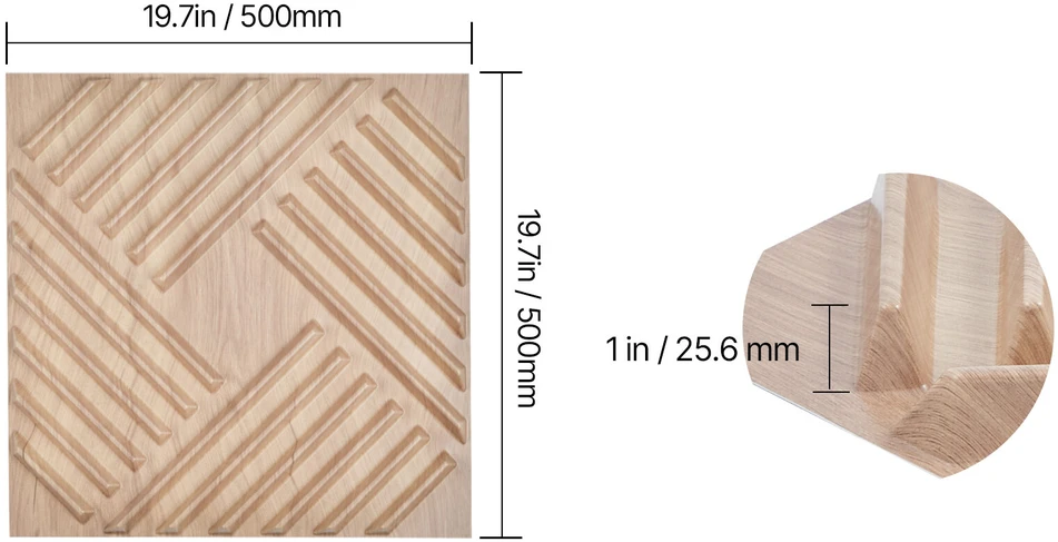 VEVOR 3D sienų plokštės 12-vnt 50x50 cm PVC