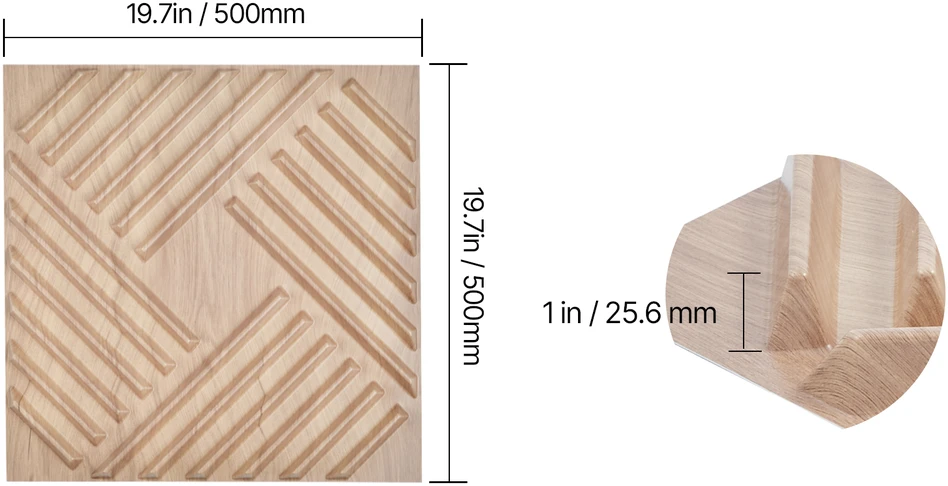 VEVOR 3D sienų plokštės 12-vnt 50x50 cm PVC