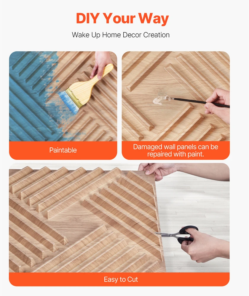 VEVOR 3D sienų plokštės 12-vnt 50x50 cm PVC