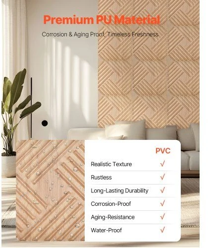 VEVOR 3D sienų plokštės 12-vnt 50x50 cm PVC