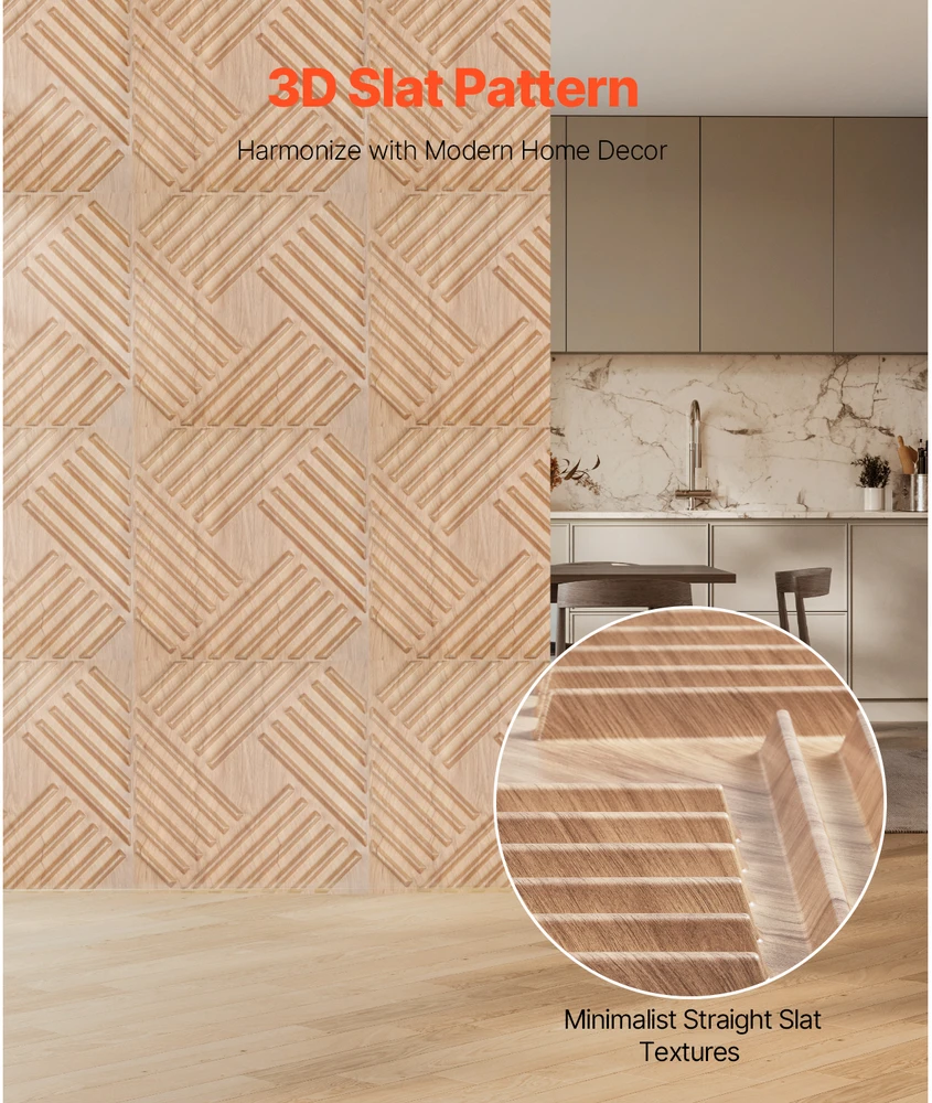 VEVOR 3D sienų plokštės 12-vnt 50x50 cm PVC