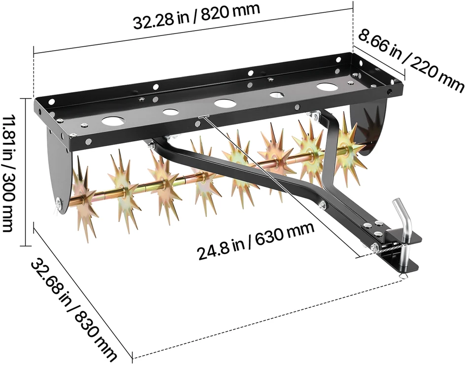 VEVOR 31 cm kištukinis aeratorius traktoriams