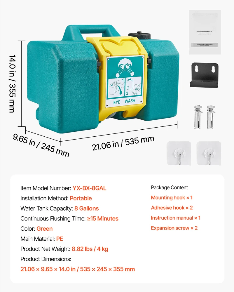 VEVOR Nešiojama akių plovykla 30 litrų