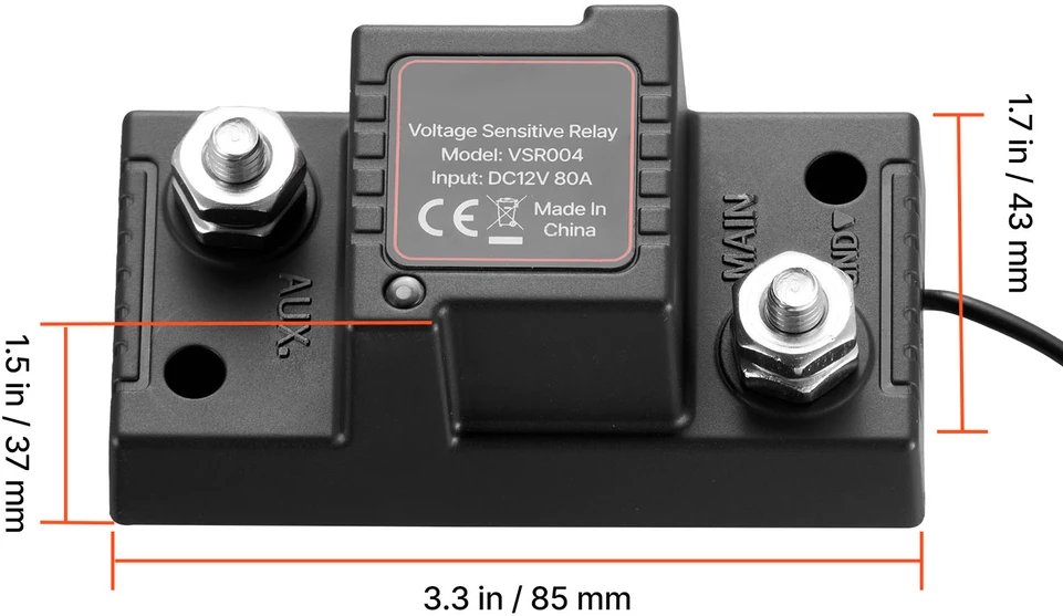 VEVOR Akumuliatoriaus izoliacijos rinkinys, 12V 80A su VSR rele