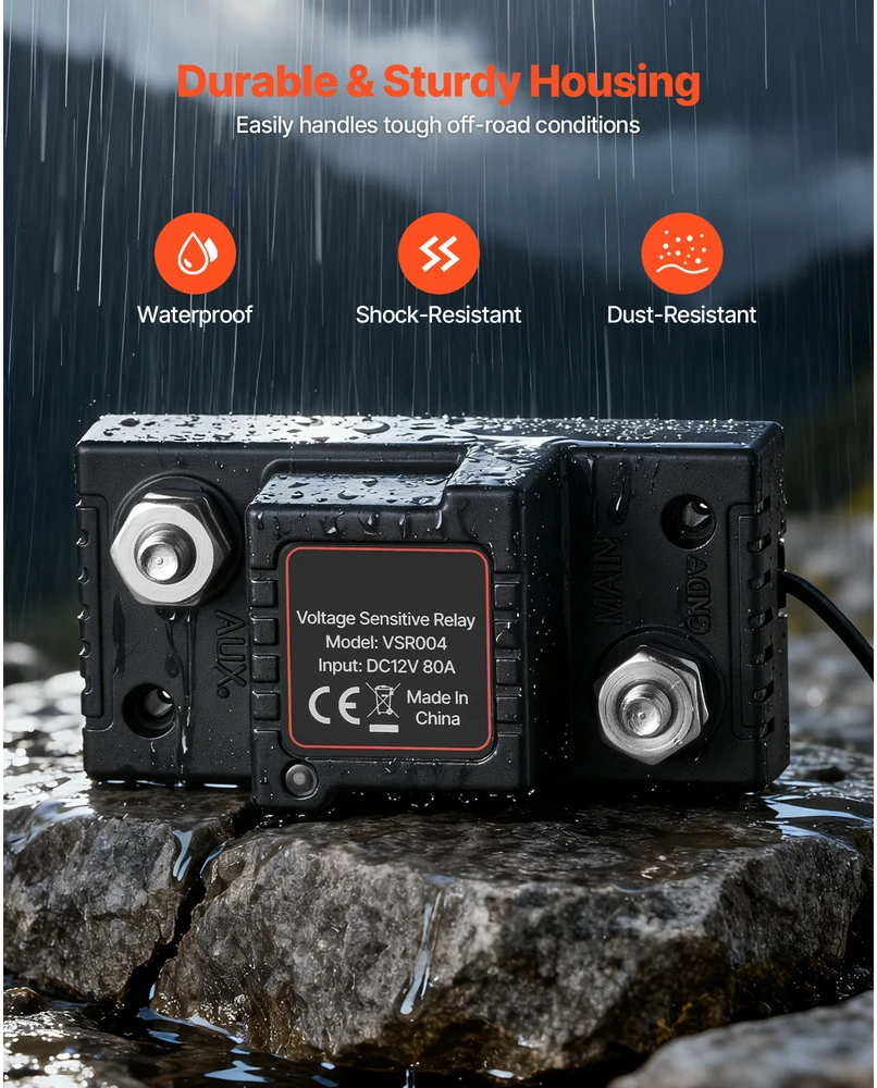 VEVOR Akumuliatoriaus izoliacijos rinkinys, 12V 80A su VSR rele