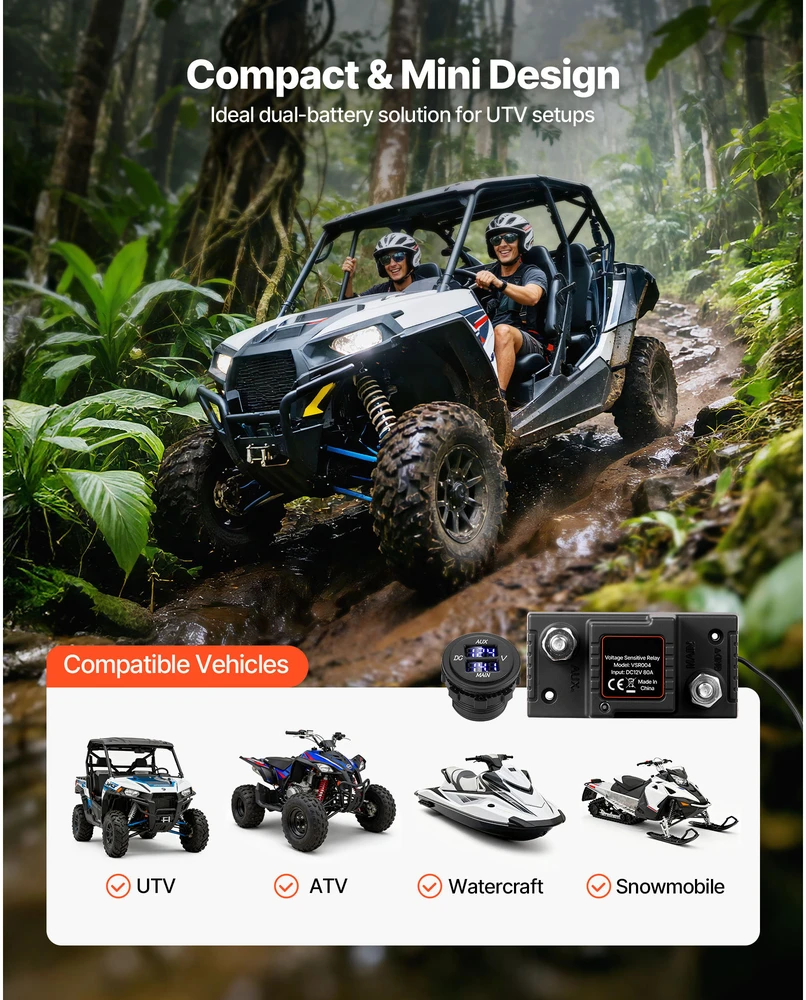 VEVOR Akumuliatoriaus izoliacijos rinkinys, 12V 80A su VSR rele