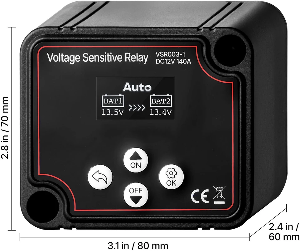 VEVOR 12V 140A dvigubas akumuliatorių izoliatorius UTV, ATV