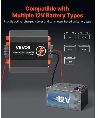 VEVOR 12V 20A nuolatinės srovės akumuliatorių įkroviklis