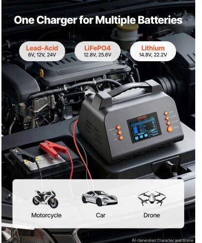 VEVOR Išmanus akumuliatorių įkroviklis 30A 6V/12V/24V