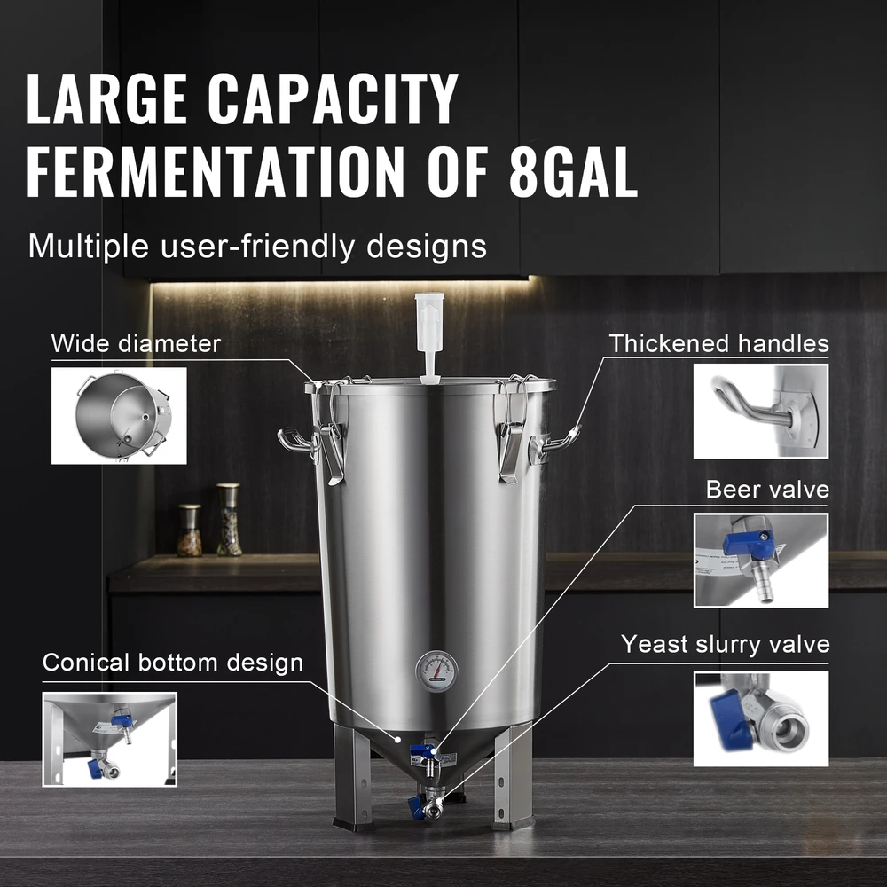 VEVOR Nerūdijančio plieno 30L alaus fermentatorius