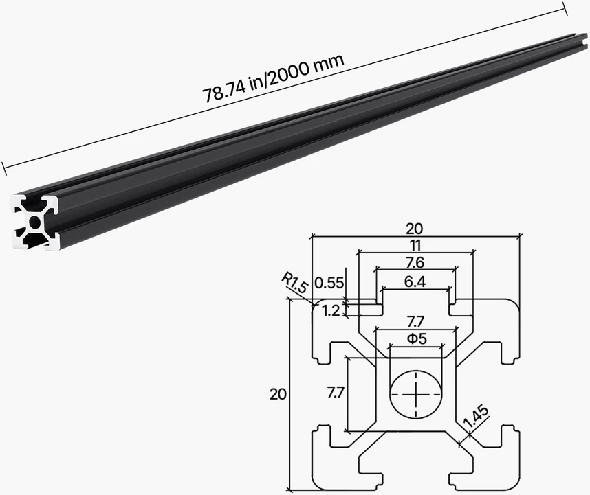 VEVOR 10vnt T formos aliuminio profilis 2000mm