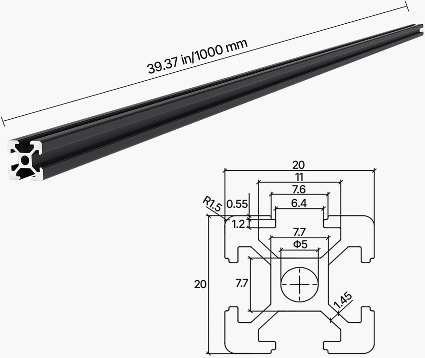 VEVOR 10 vnt. 1000 mm T formos aliuminio bėgelis