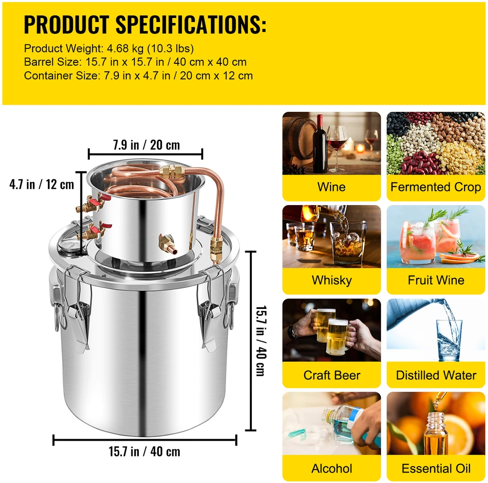 VEVOR 50 l alkoholio distiliatorius su kondensatoriumi