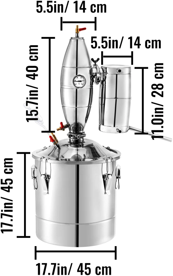 VEVOR 70 L eterinių aliejų distiliatorius su termometru