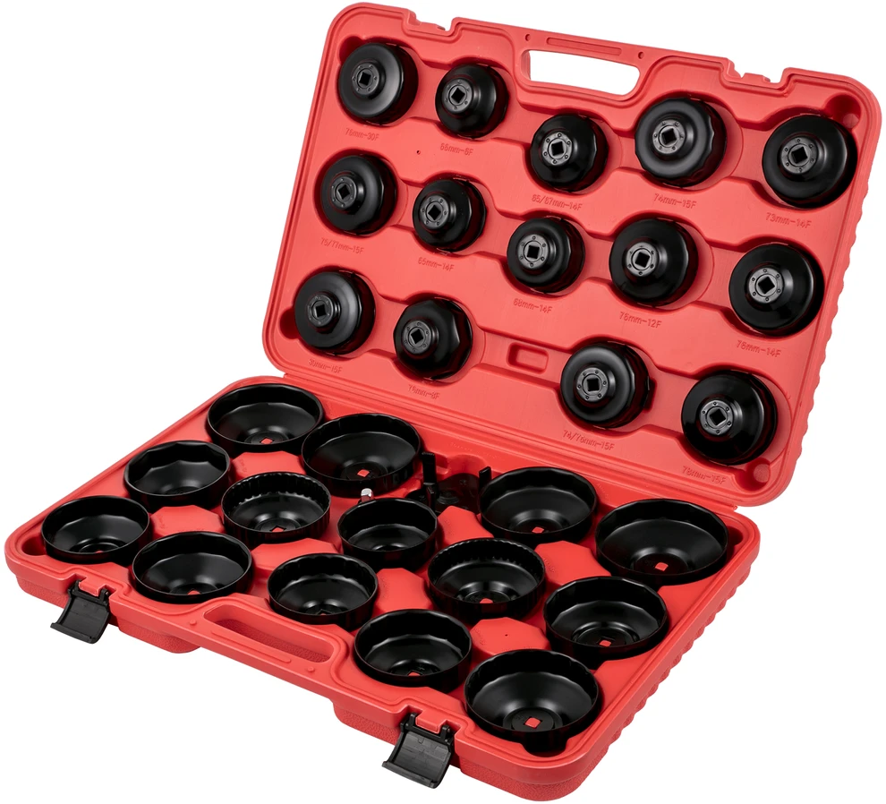 VEVOR Alyvos filtro raktų rinkinys, 30 vnt., plieno, 3/8", žemo profilio, dangteliai, veržliarakčiai