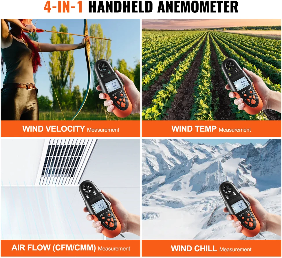 VEVOR Bluetooth nešiojamas anemometras įranga HVAC