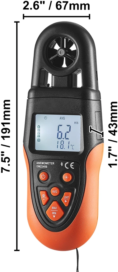VEVOR Bluetooth nešiojamas anemometras įranga HVAC