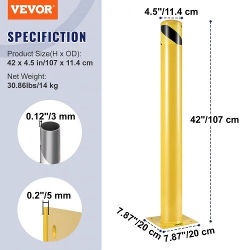 VEVOR Saugos stulpas 107 cm aukščio, 11.4 cm skersmens