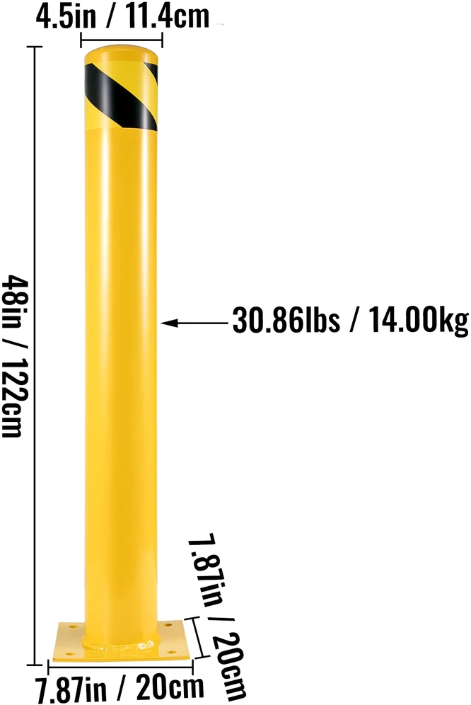 VEVOR apsauginis stulpas 122 cm aukščio plieno