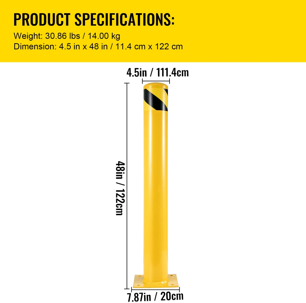VEVOR apsauginis stulpas 122 cm aukščio plieno