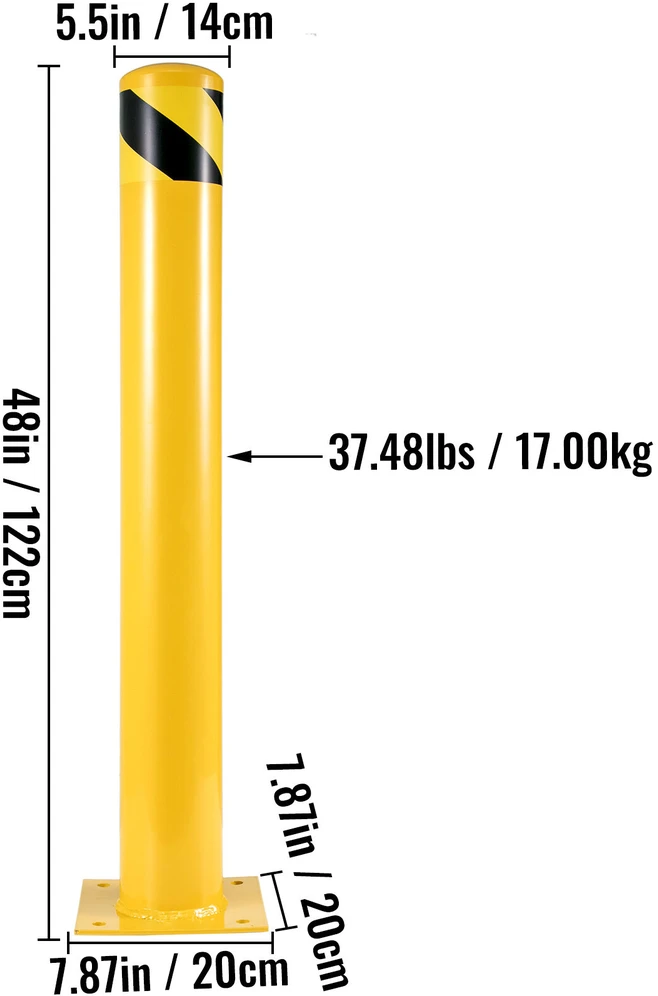 VEVOR Saugos stulpas iš plieno, 122 cm aukščio