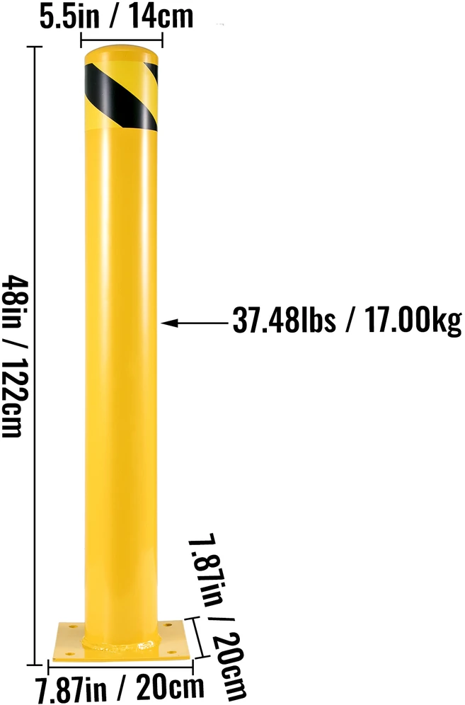 VEVOR Saugos stulpas iš plieno, 122 cm aukščio