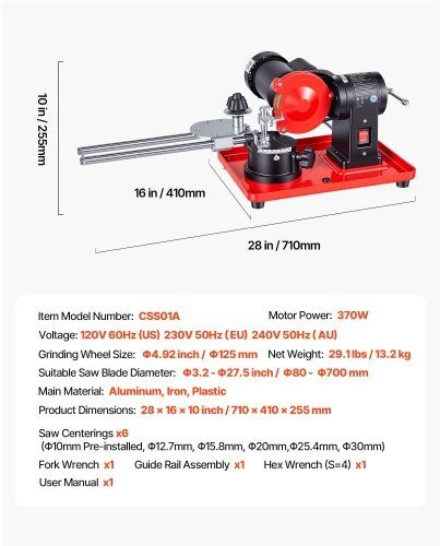 VEVOR Diskinio pjūklo ašmenų galąstuvas, 370W 2890RPM