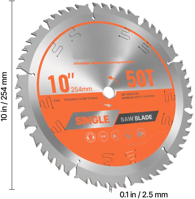 VEVOR Diskinis pjovimo diskas medienai, 254 mm, 50 dantų